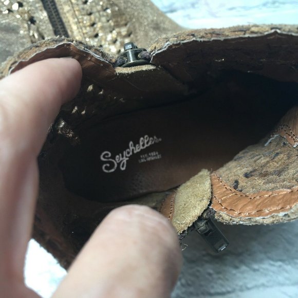 Anthropologie Seychelles Women Sz 8.5 Gold Woven S - Picture 4 of 11